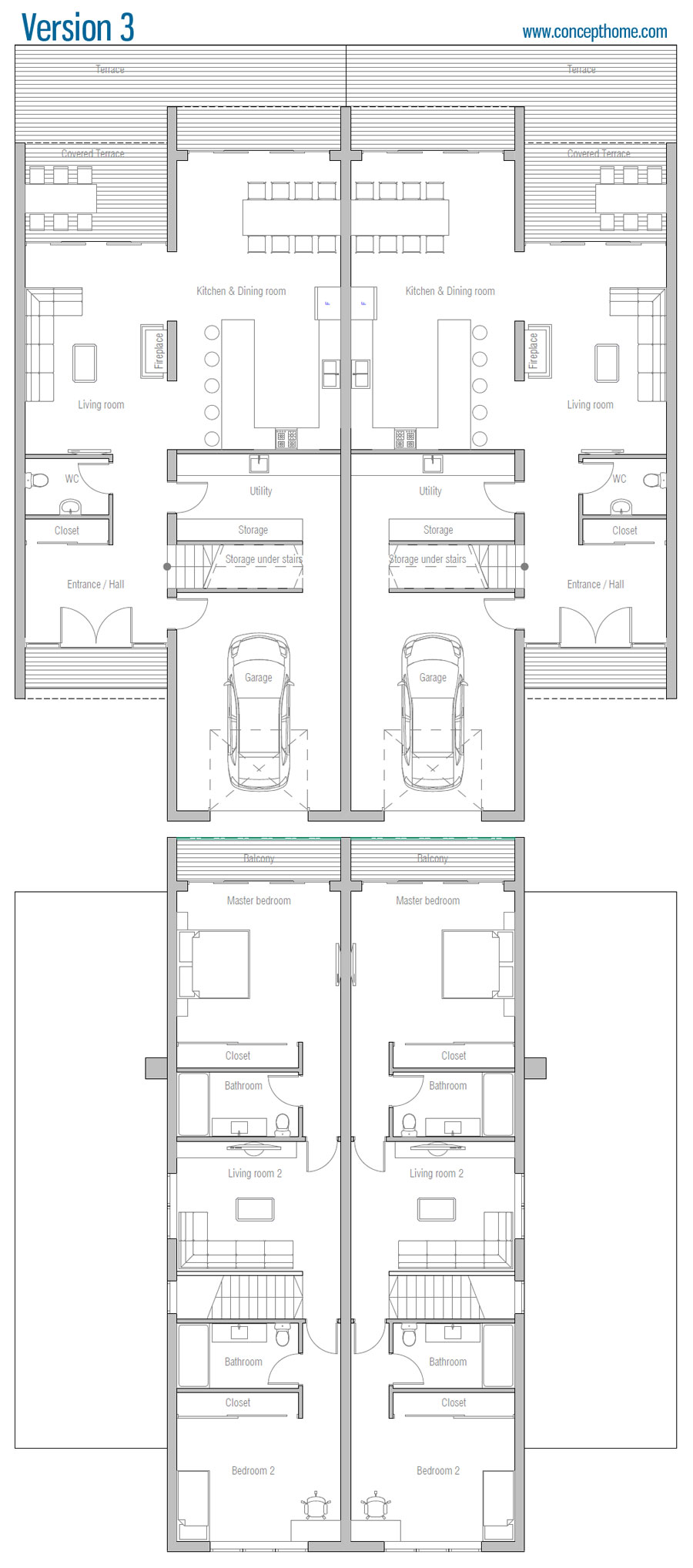 house design duplex-house-plan-ch437d 30