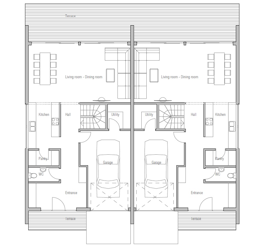 Duplex House Plan CH159D in modern architecture. House Plan