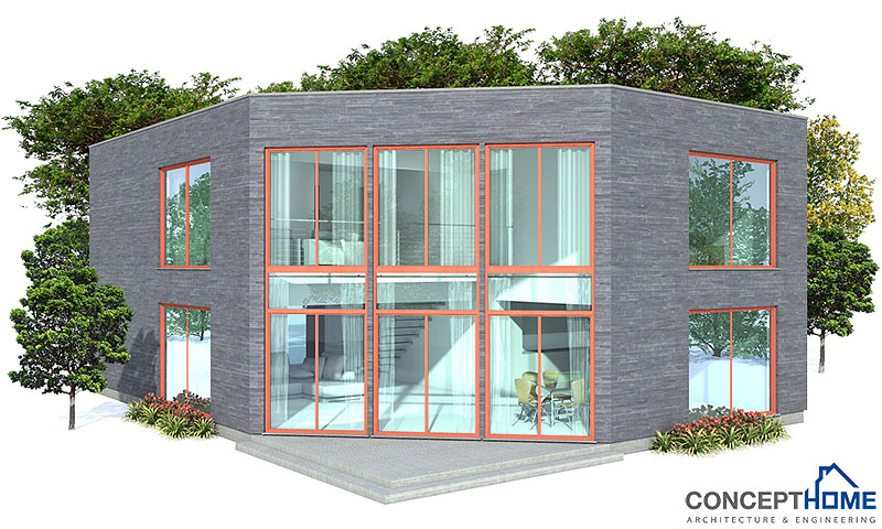 house design contemporary-house-plan-for-narrow-lot-ch160 2