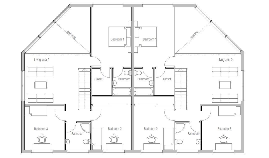 house design contemporary-duplex-house-plan-for-narrow-lot-ch160d 12