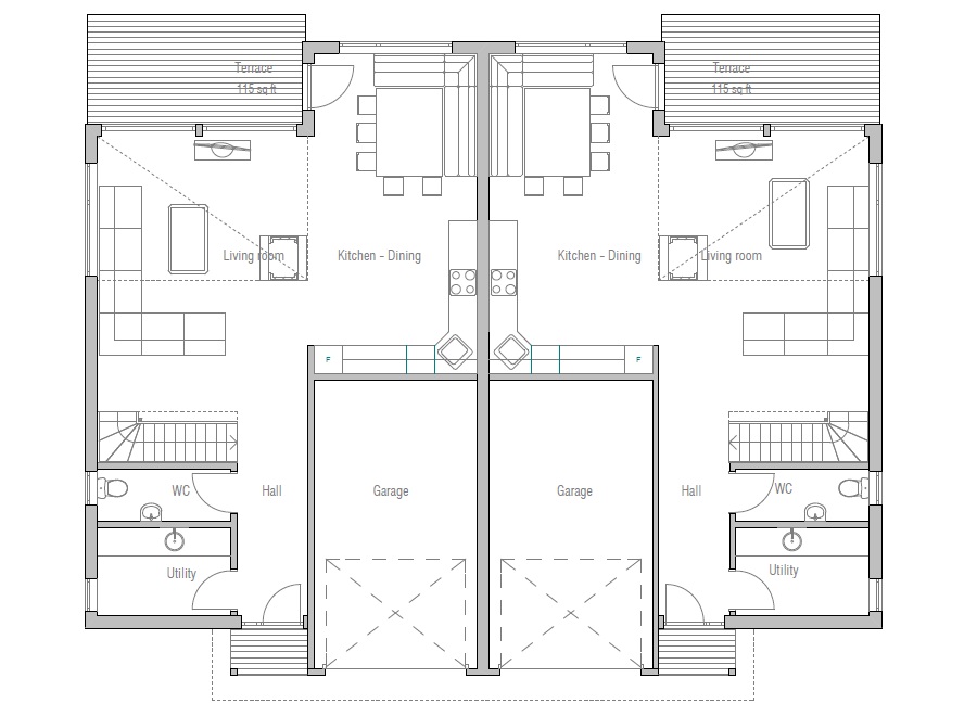  Duplex House Plan CH158D Modern Architecture House Plan 