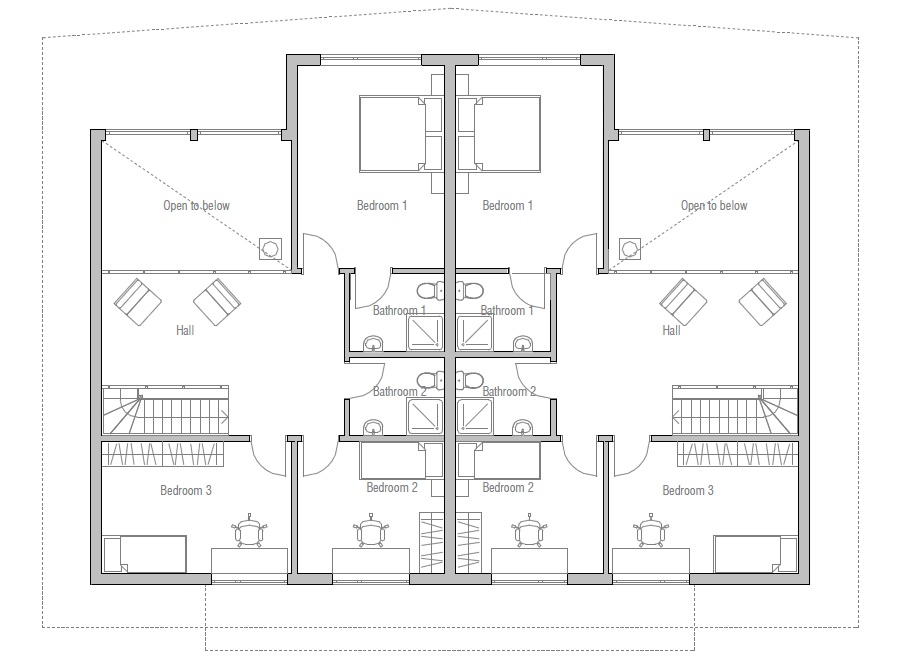 house design modern-duplex-house-plan-ch158D 12