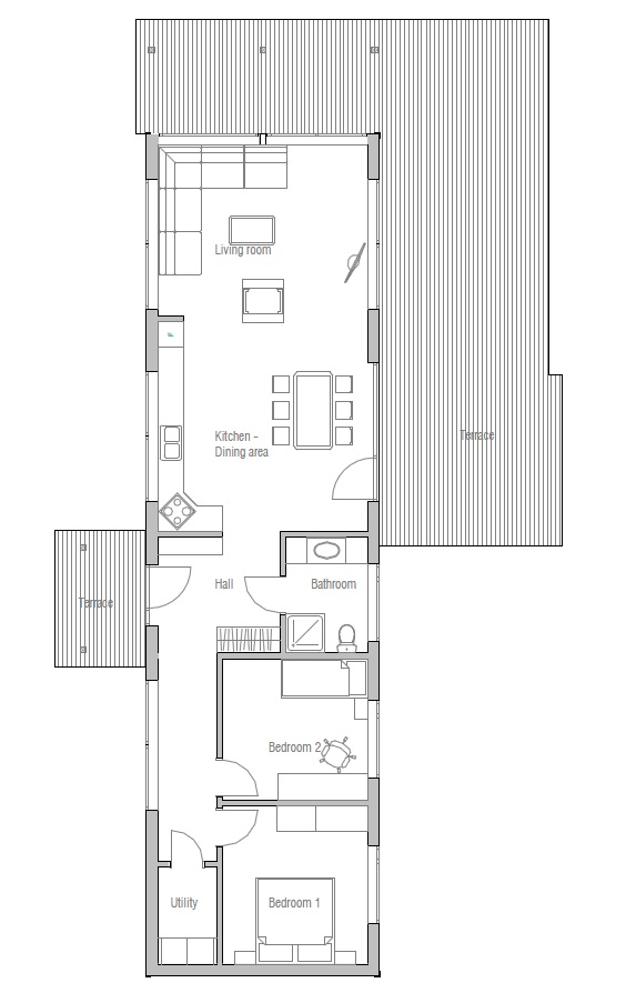 Small House Plan CH12 to deep and narrow lot. House Plan