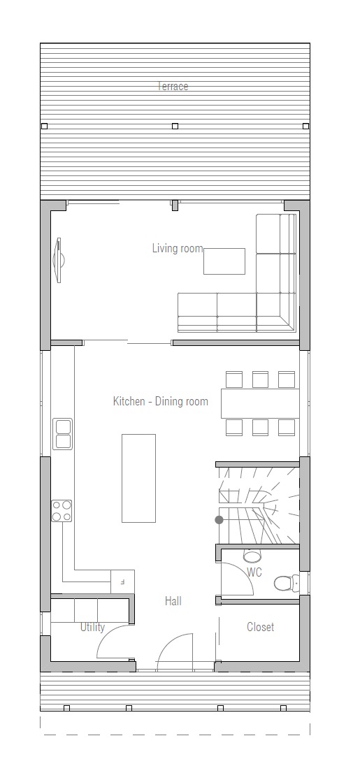 Small house plan CH65 building & floor plans, small home design. House Plan