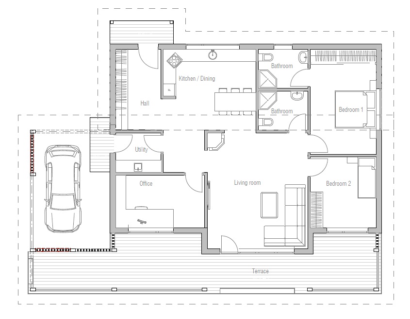 Small House  Plan  CH23 detailed building  info Floor plans  