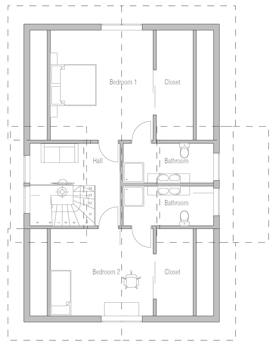 Small House plan CH44 spacious floor layouts. House Plan