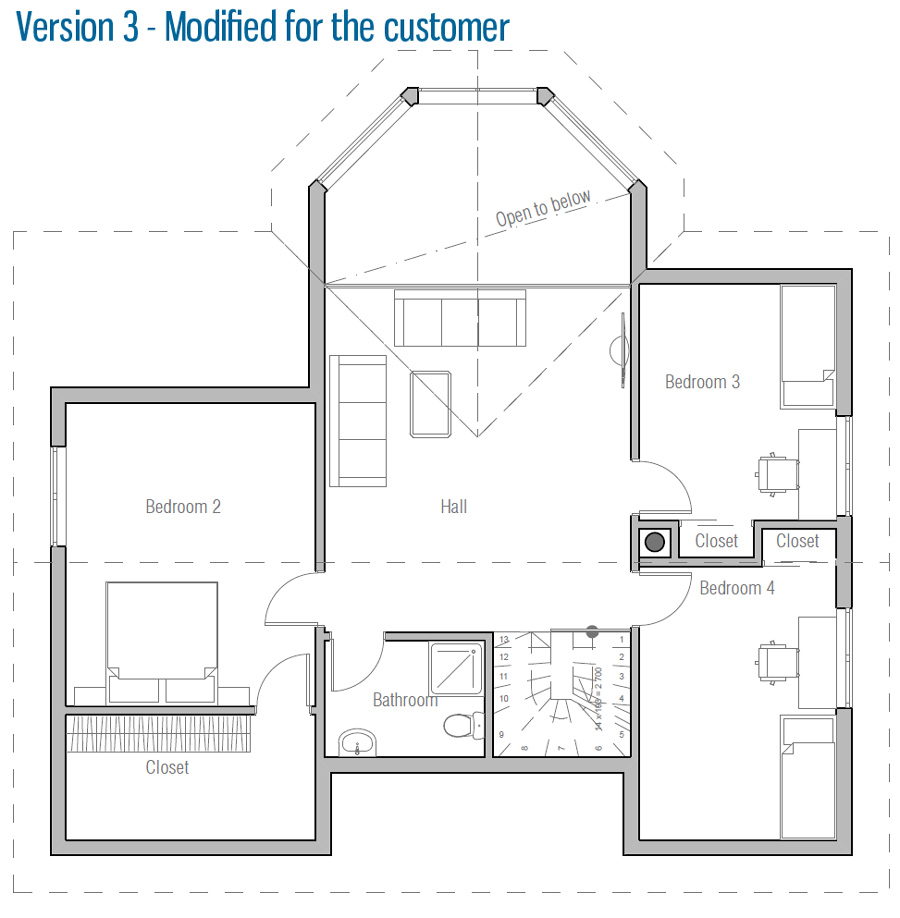 Small house plan CH90 building plans and architectural design. Small