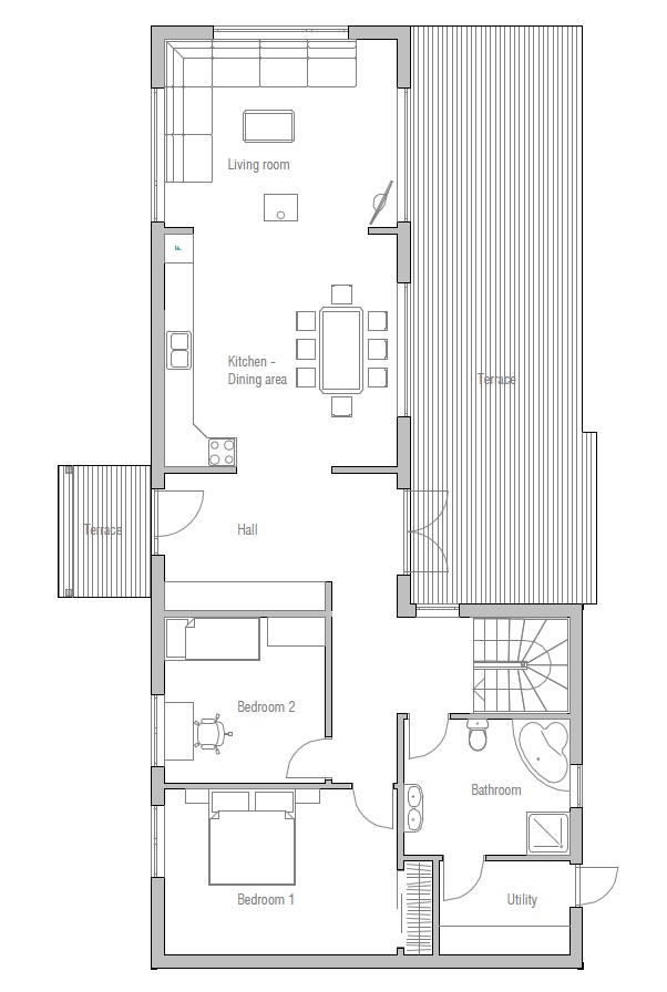 Small House Plan CH2 floor plans and home design. House Plan