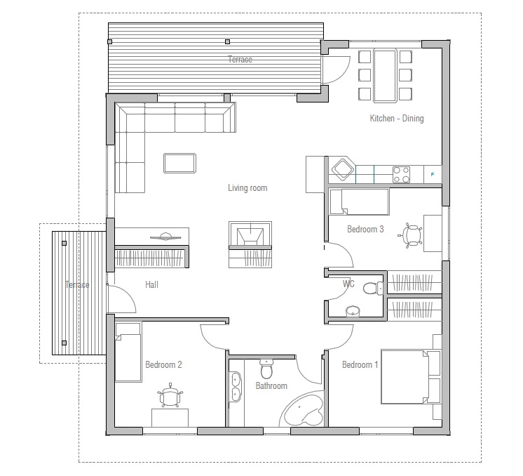 Small House plan CH10 in modern style and affordable building budget