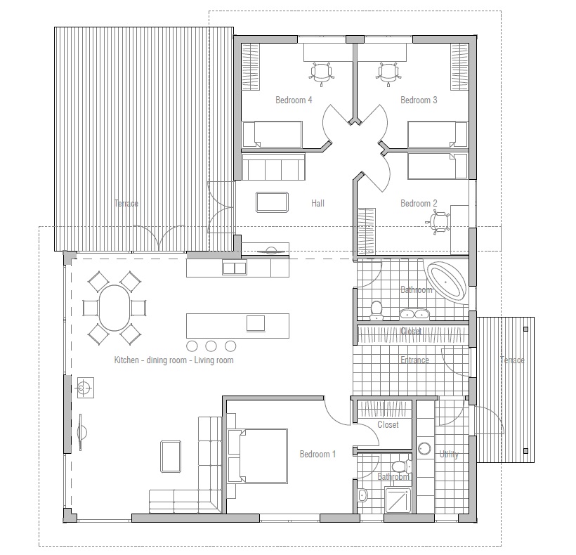 house design modern-four-bedroom-home-plan-ch28 10