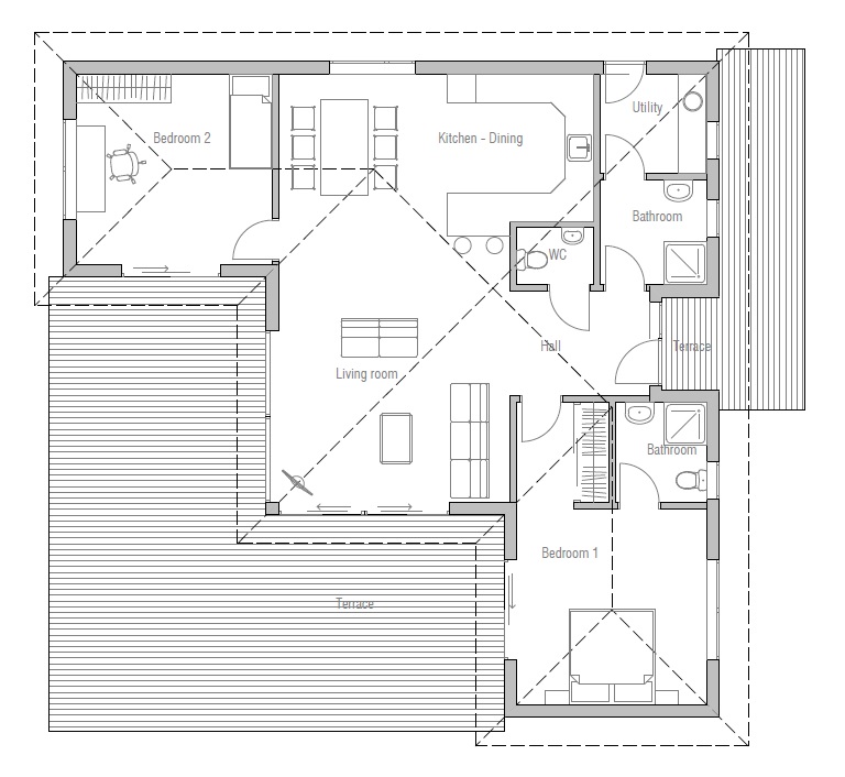 Small house plan with two bedrooms. House Plan