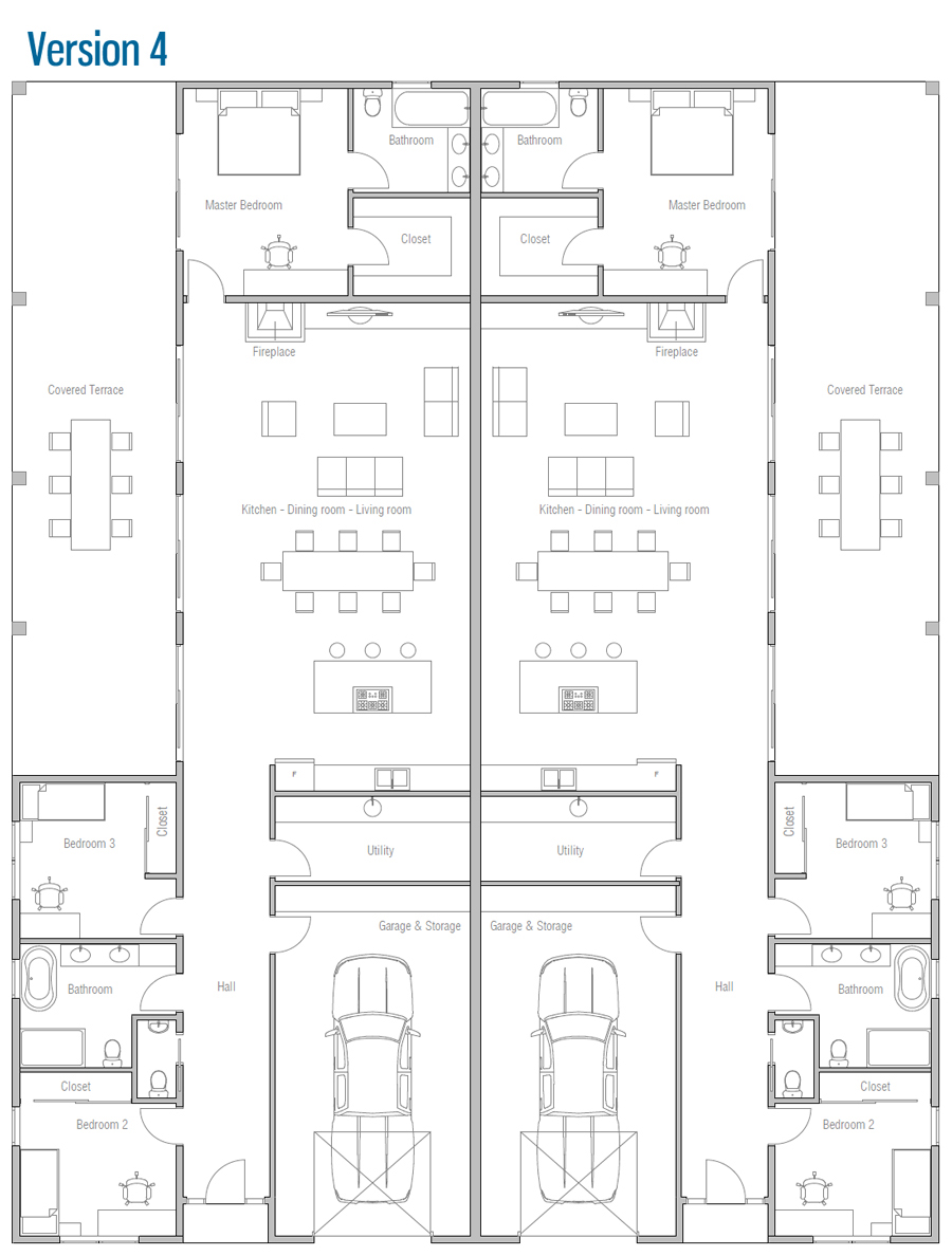 house design duplex-house-plan-ch267D 28